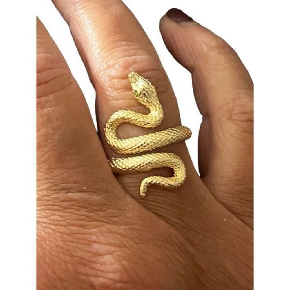 The Golden Serpent Ring in 925 silver plated 14k gold